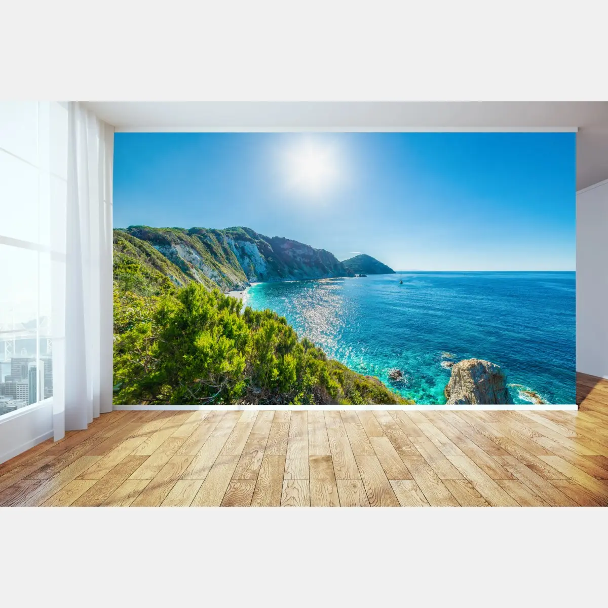 Fototapete sonnige panoramaansicht des strands Sansone, Elba – Pixers®