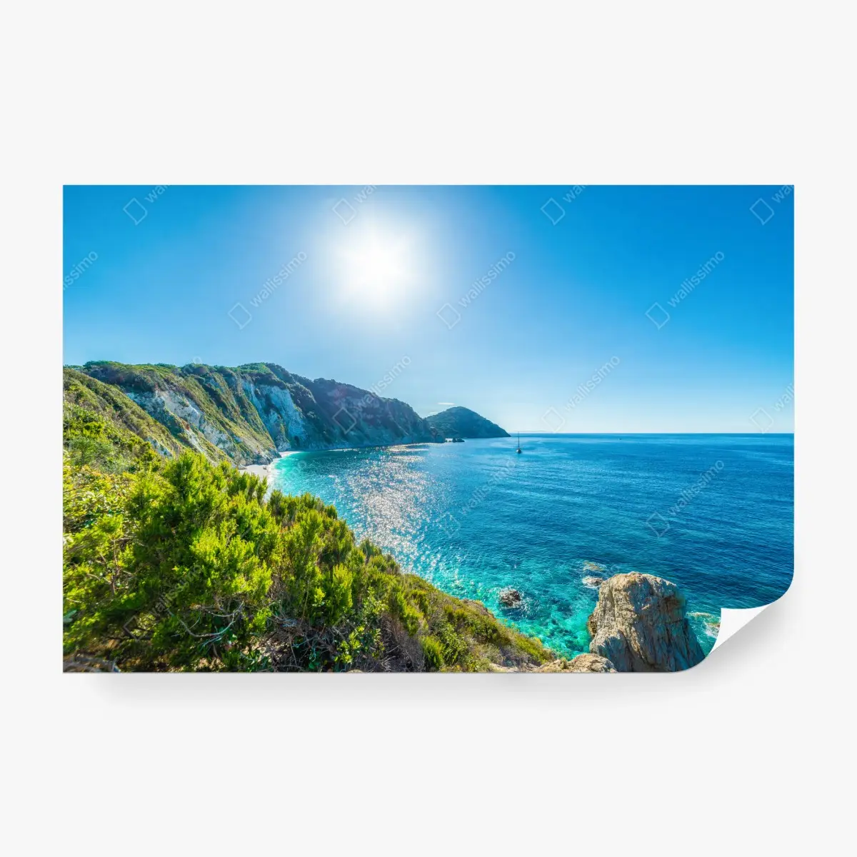 Fototapete sonnige panoramaansicht des strands Sansone, Elba – Pixers®