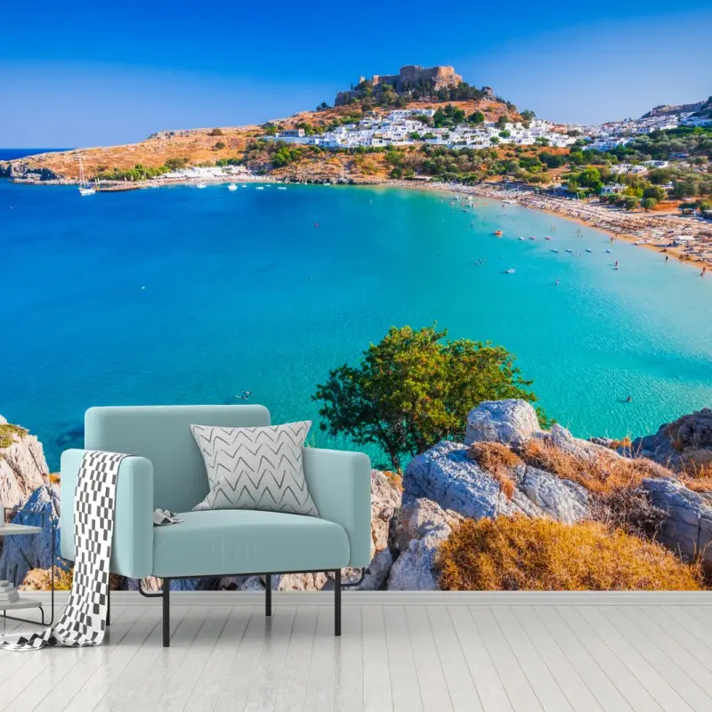 Fototapete türkisbucht in Lindos, Rhodos