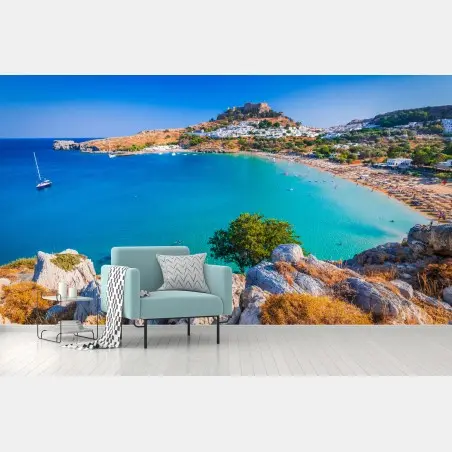 Fototapete türkisbucht in Lindos, Rhodos – Pixers®