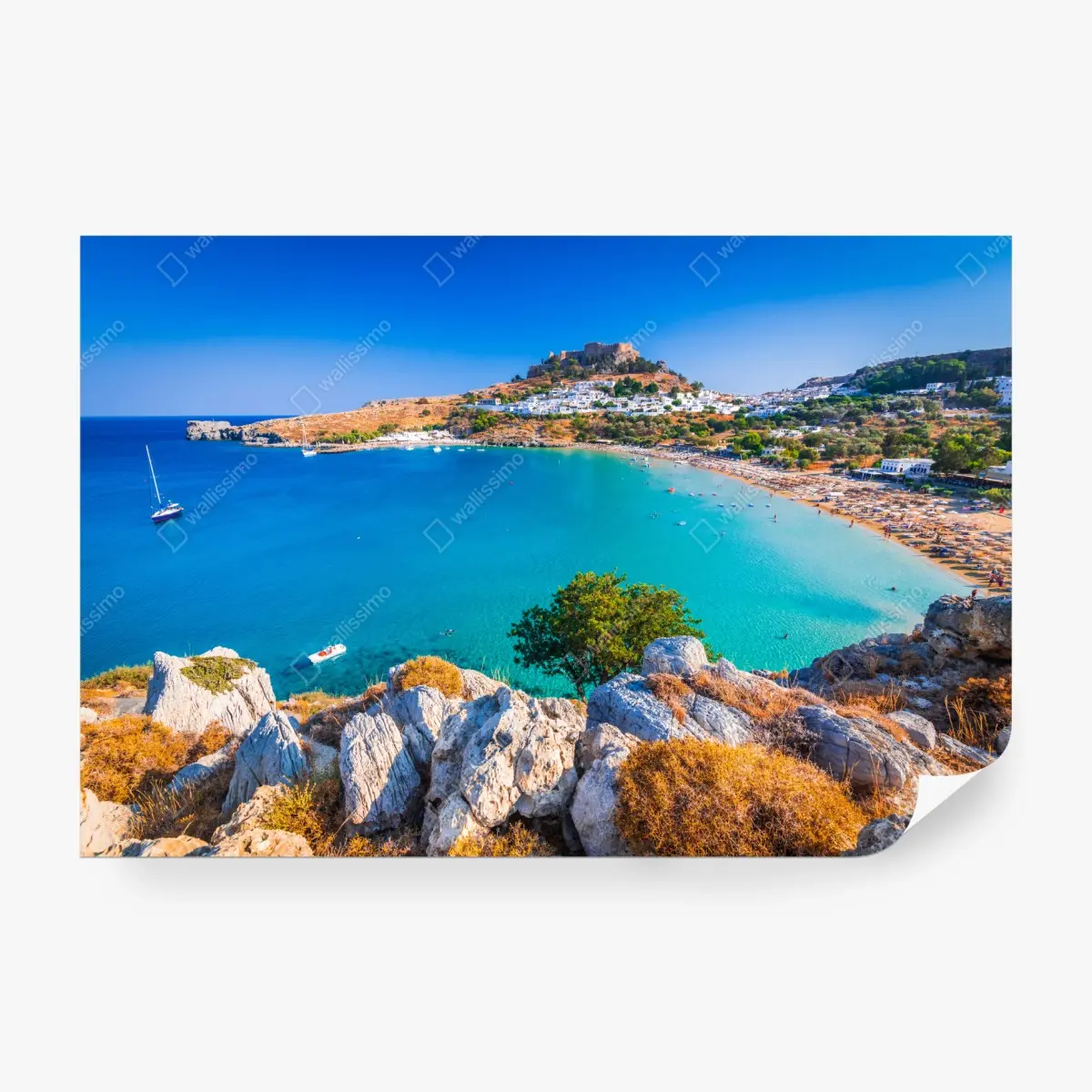 Fototapete türkisbucht in Lindos, Rhodos – Pixers®