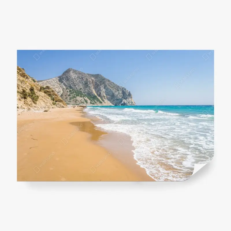 Fototapete sonniger türkisfarbener strand mit klippen