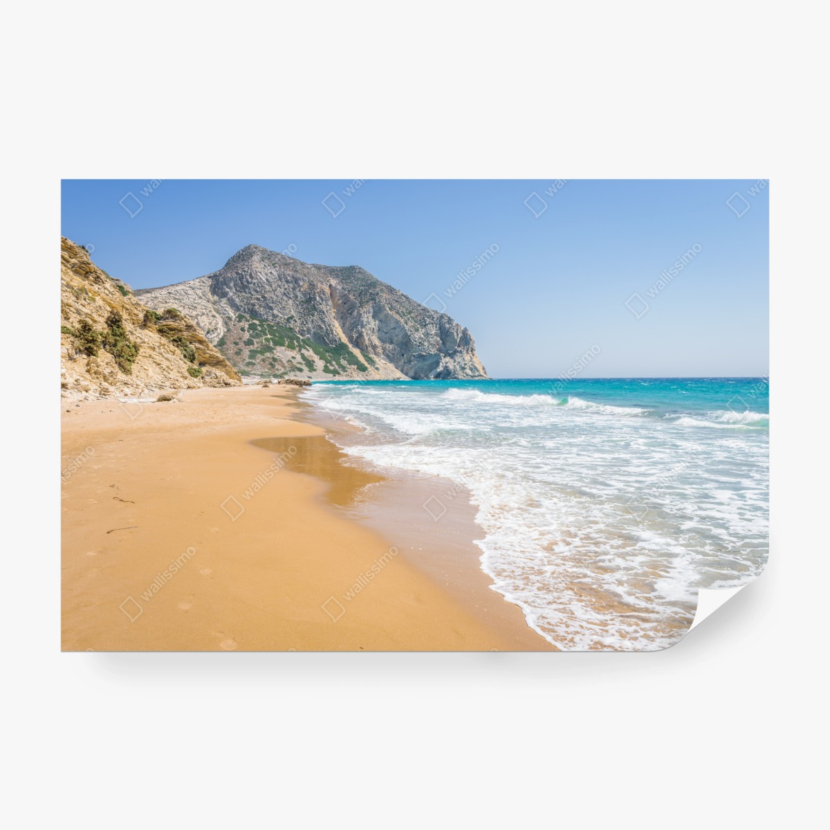 Fototapete sonniger türkisfarbener strand mit klippen – Pixers®