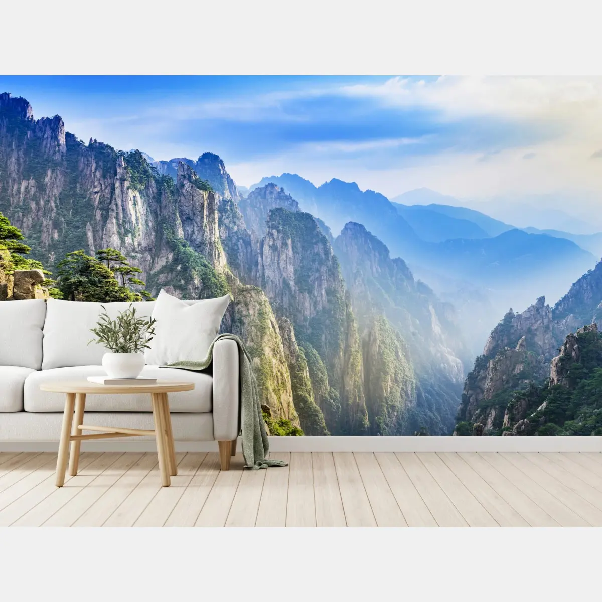 Fototapete nebliges bergpanorama – Pixers®