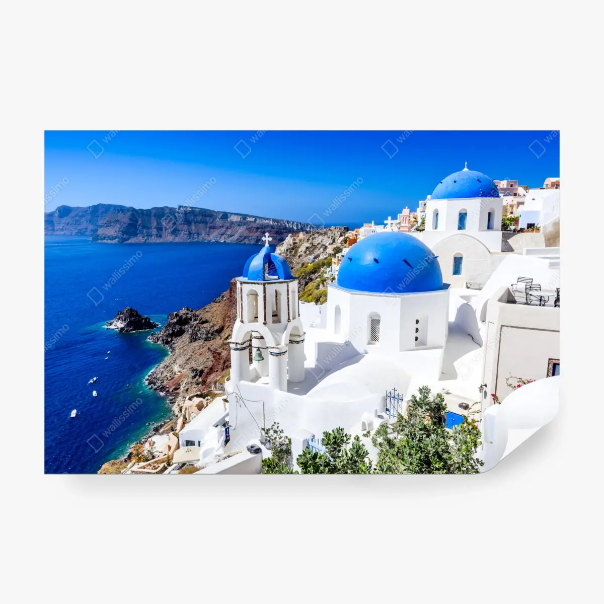 Fototapete Santorini blaue kuppeln über der kaldera – Pixers®