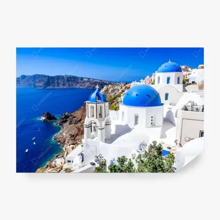 Fototapete Santorini blaue kuppeln über der kaldera – Pixers®