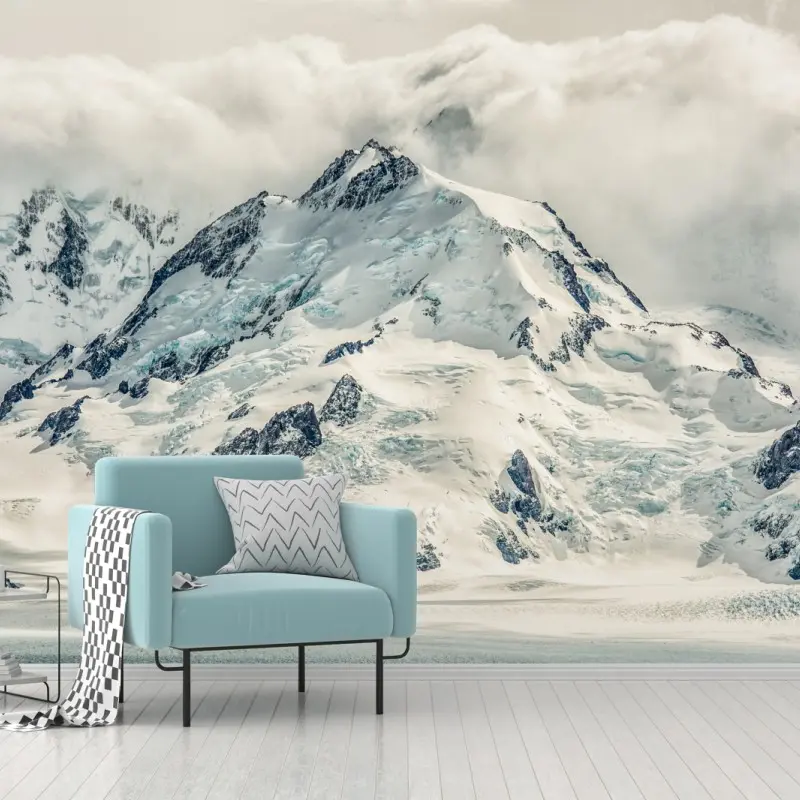 Fototapete schneebedeckter berggipfel mit gletscher