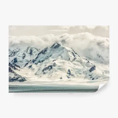 Fototapete schneebedeckter berggipfel mit gletscher – Pixers®