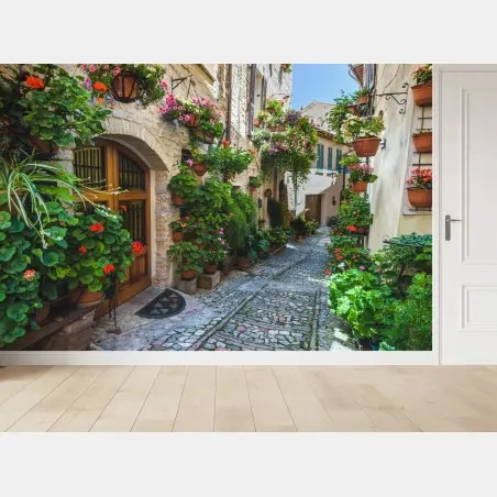 Fototapete charmante gasse in Spello, Italien – Pixers®