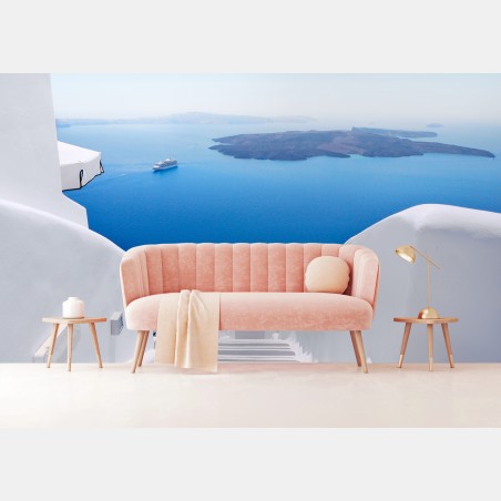 Fototapete Santorini weiße treppen zum meer – Pixers®