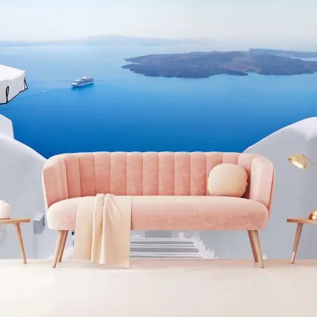 Fototapete Santorini weiße treppen zum meer