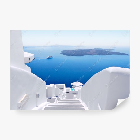 Fototapete Santorini weiße treppen zum meer – Pixers®