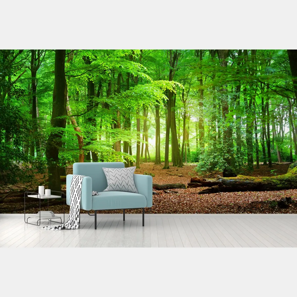 Fototapete sonnendurchfluteter grüner wald – Pixers®