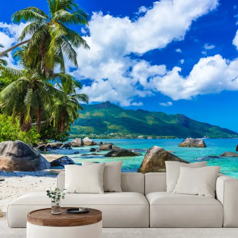Fototapete Baie Beau Vallon tropischer strand