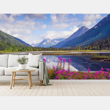 Fototapete Tern Lake spiegelungen, berglandschaft aus Alaska – Pixers®