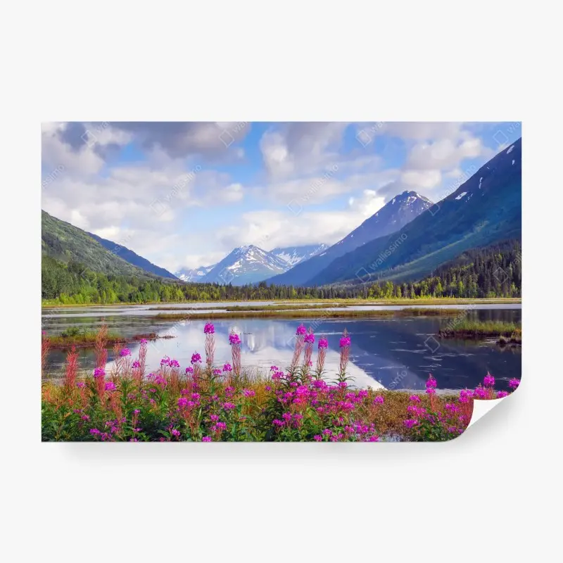 Fototapete Tern Lake spiegelungen, berglandschaft aus Alaska