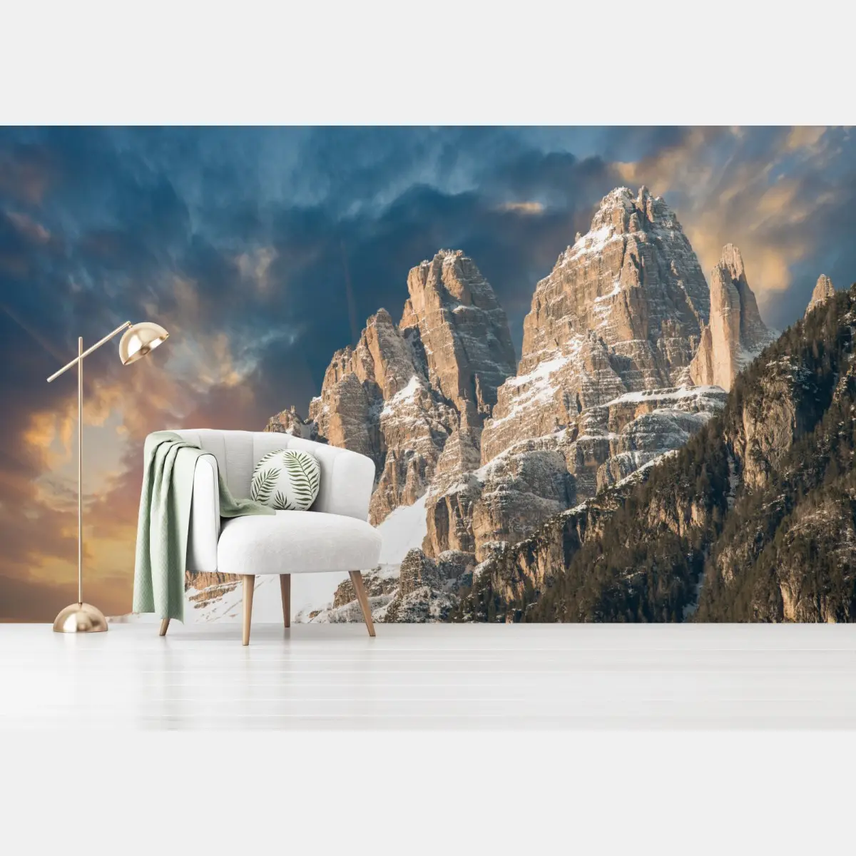 Fototapete dramatischer sonnenuntergang über den Dolomiten – Pixers®