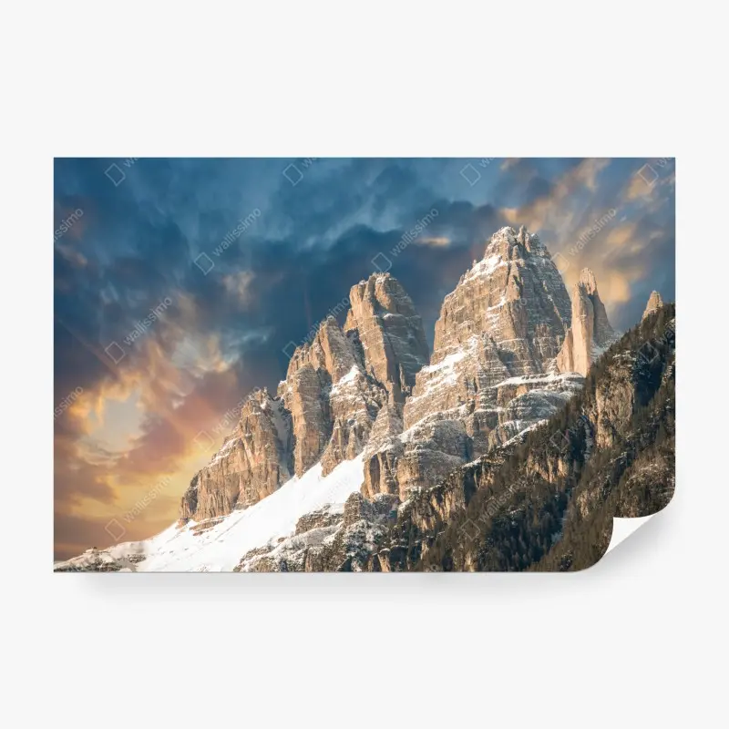 Fototapete dramatischer sonnenuntergang über den Dolomiten