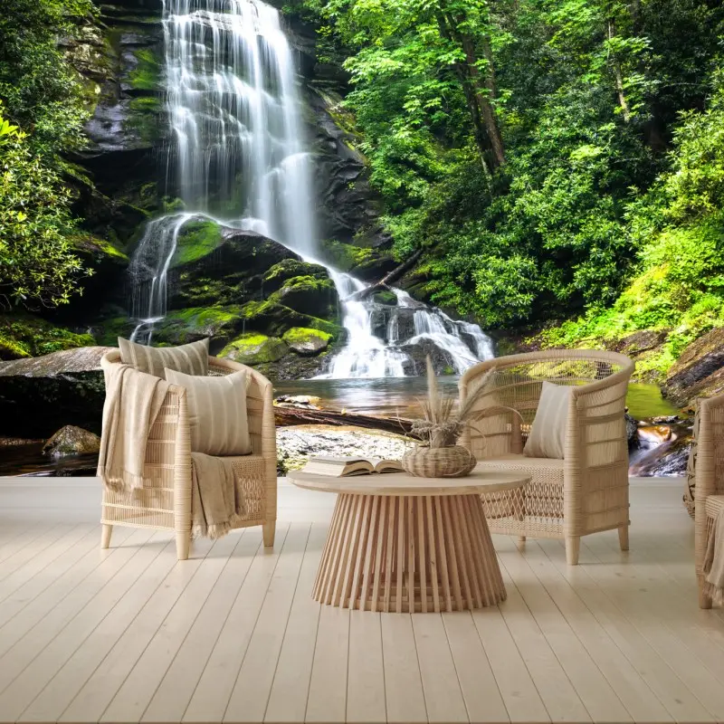 Fototapete ruhiger wasserfall im wald