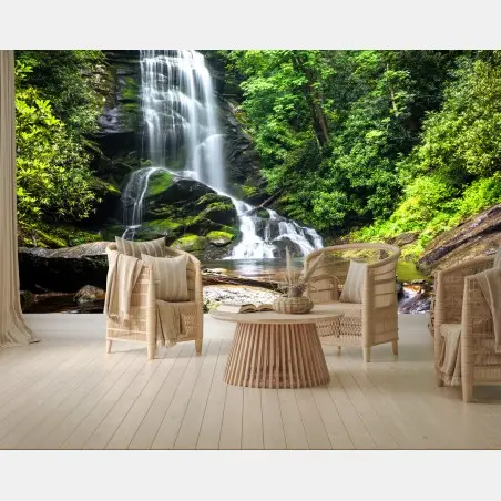 Fototapete ruhiger wasserfall im wald – Pixers®