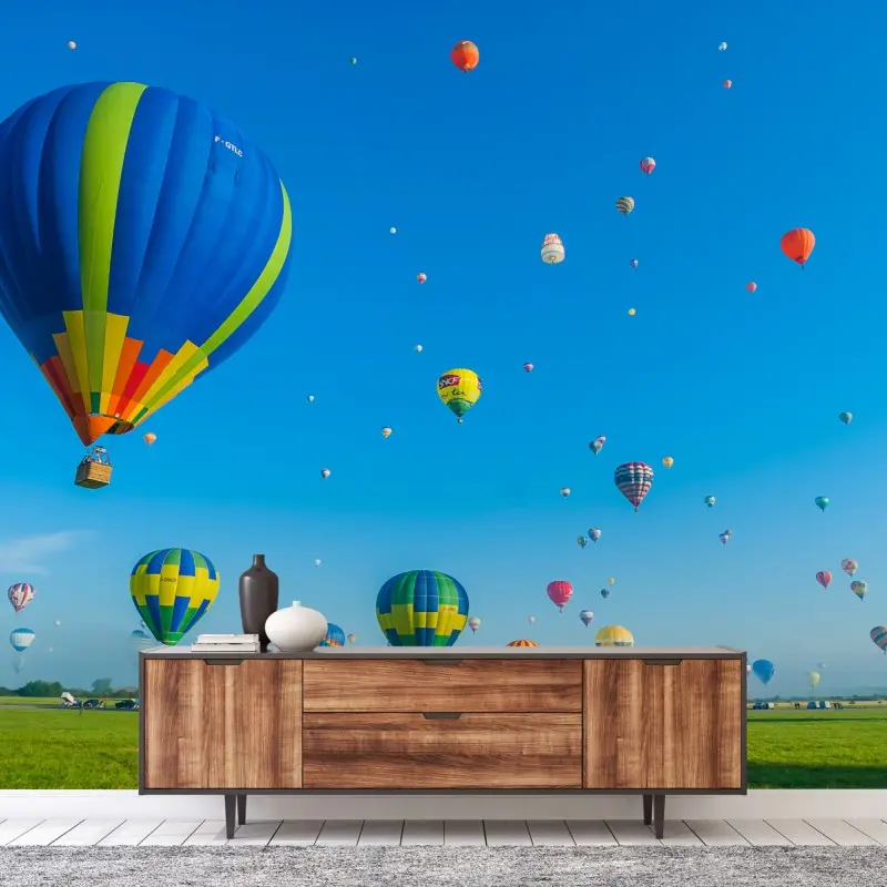 Fototapete bunte heißluftballons über Chambley