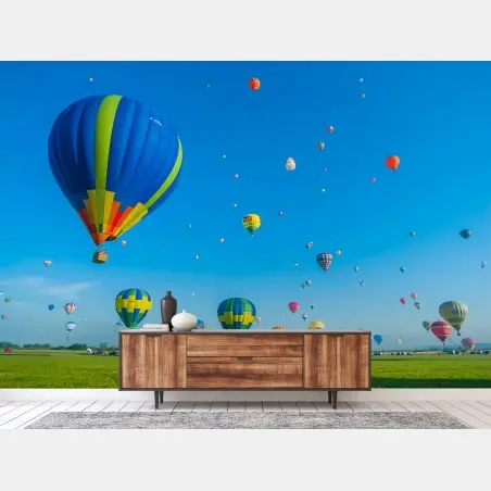 Fototapete bunte heißluftballons über Chambley – Pixers®