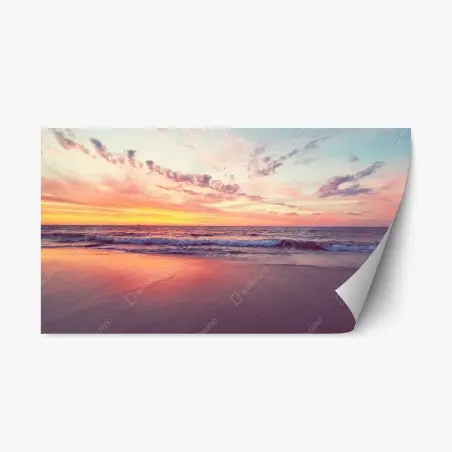 Repositionierbarer Aufkleber pastelliger sonnenuntergang über ruhigem meer – Pixers®