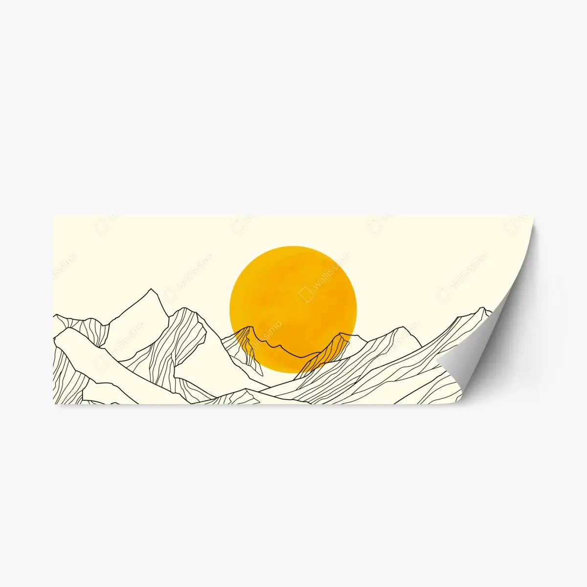 Repositionierbarer Aufkleber goldene sonne über minimalistischen bergen – Pixers®