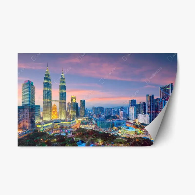 Repositionierbarer Aufkleber Kuala Lumpur skyline bei dämmerung