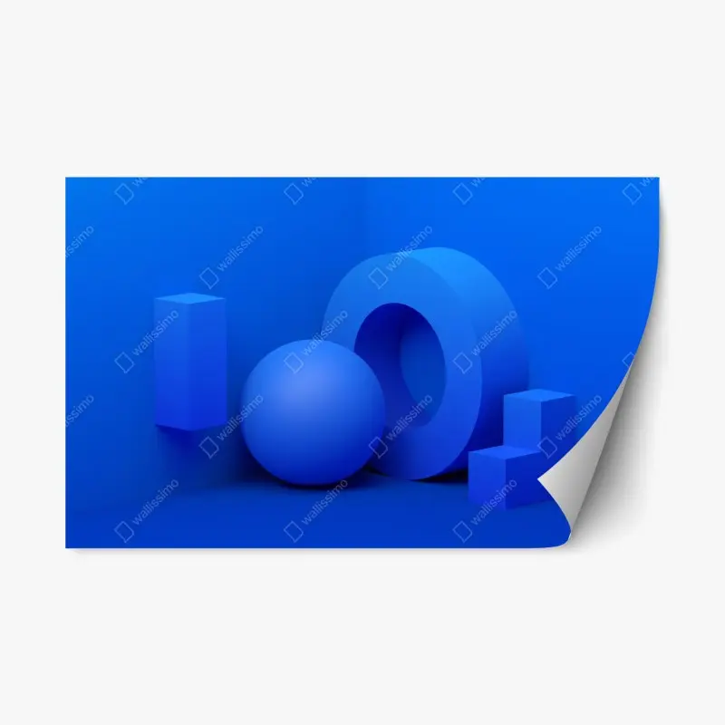 Repositionierbarer Aufkleber blaue geometrische 3d-komposition