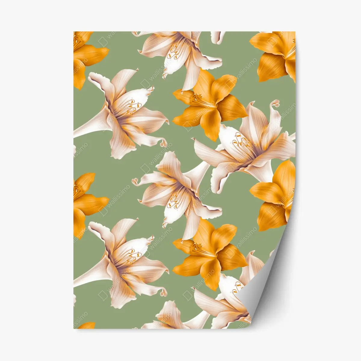 Repositionierbarer Aufkleber goldene lilien botanisches muster – Pixers®