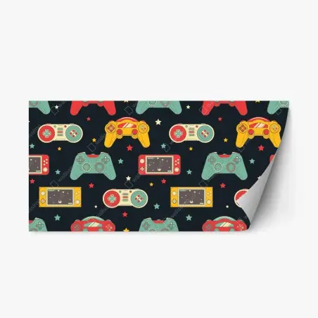 Repositionierbarer Aufkleber retro gamecontroller muster – Pixers®