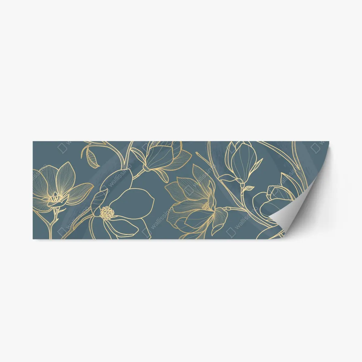 Repositionierbarer Aufkleber goldene magnolie auf türkisfarbenem hintergrund – Pixers®