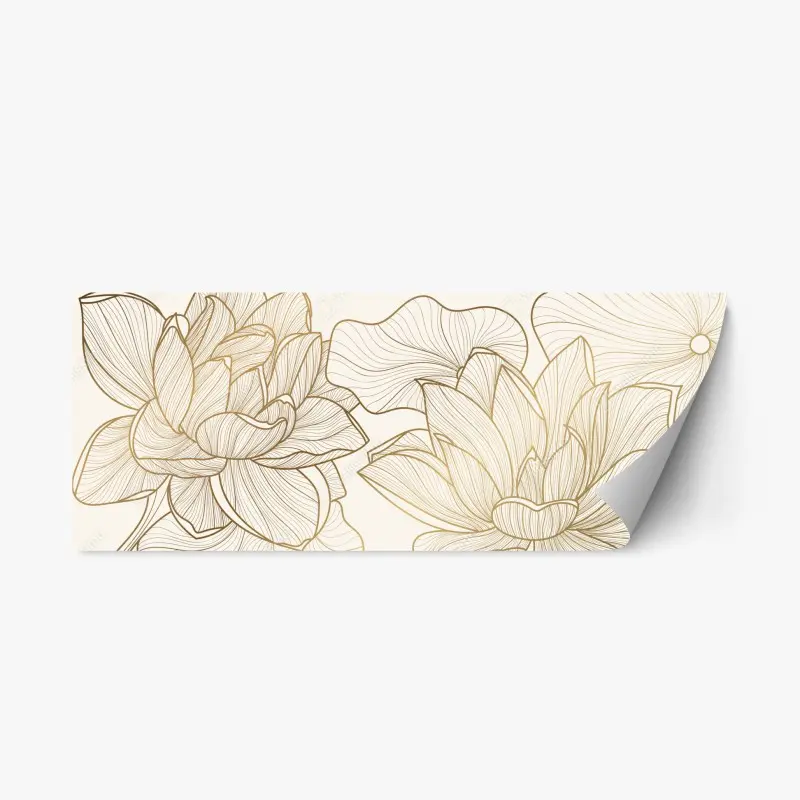 Repositionierbarer Aufkleber elegante goldene linien blumenillustration
