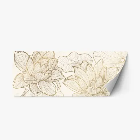 Repositionierbarer Aufkleber elegante goldene linien blumenillustration – Pixers®