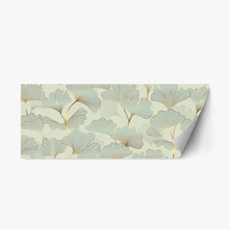 Repositionierbarer Aufkleber pastell ginkgo blättermuster mit goldakzenten