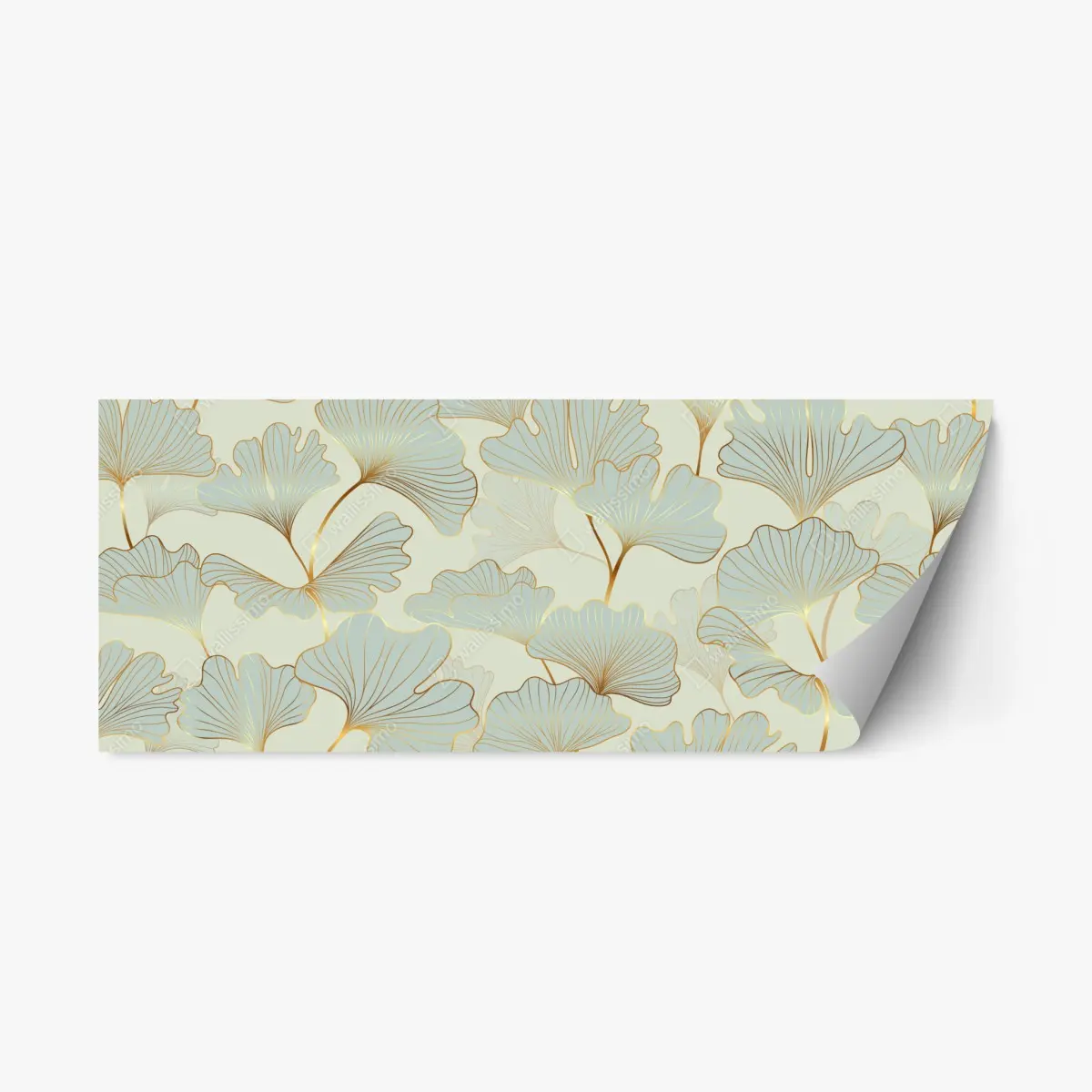 Repositionierbarer Aufkleber pastell ginkgo blättermuster mit goldakzenten – Pixers®