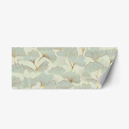 Repositionierbarer Aufkleber pastell ginkgo blättermuster mit goldakzenten – Pixers®
