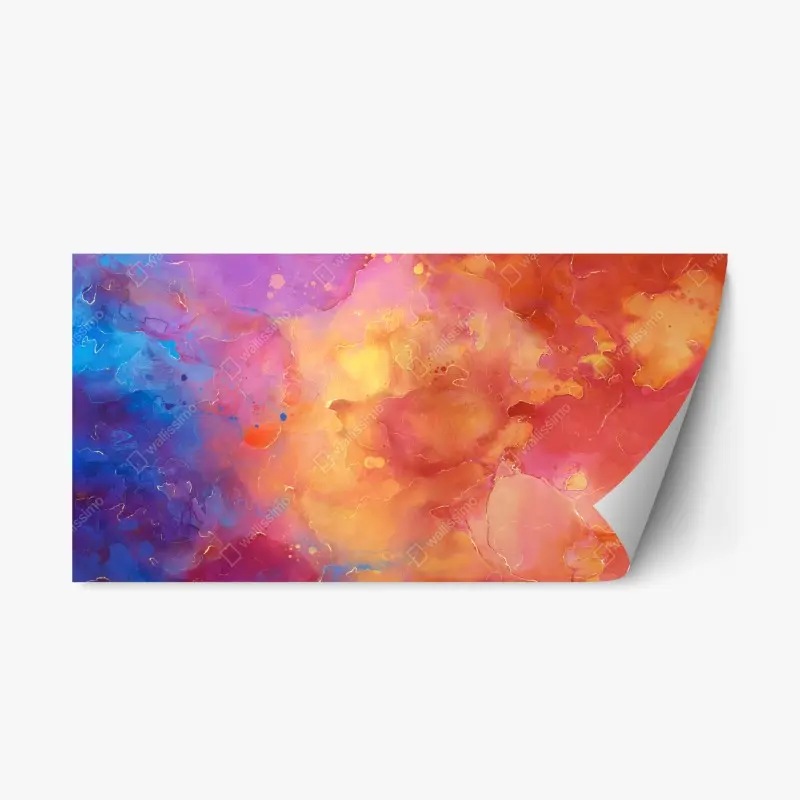 Repositionierbarer Aufkleber lebhafte aquarell-abstraktion in warmen tönen