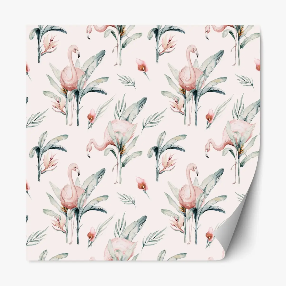 Repositionierbarer Aufkleber aquarell flamingo tropisches muster – Pixers®
