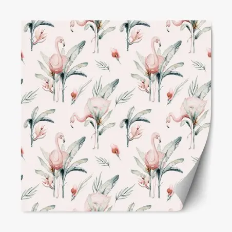 Repositionierbarer Aufkleber aquarell flamingo tropisches muster – Pixers®