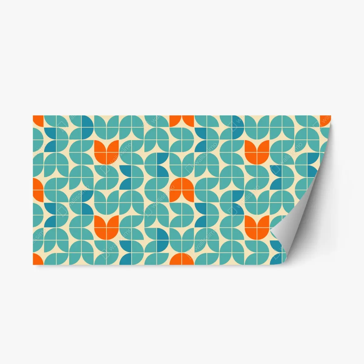 Repositionierbarer Aufkleber retro geometrisches fliesenmuster in türkis und orange – Pixers®