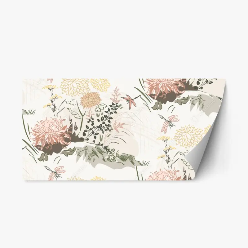 Repositionierbarer Aufkleber zartes pastell-blumenmuster