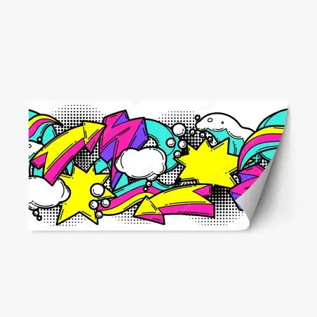 Repositionierbarer Aufkleber farbenfrohes pop-art comicmuster – Pixers®