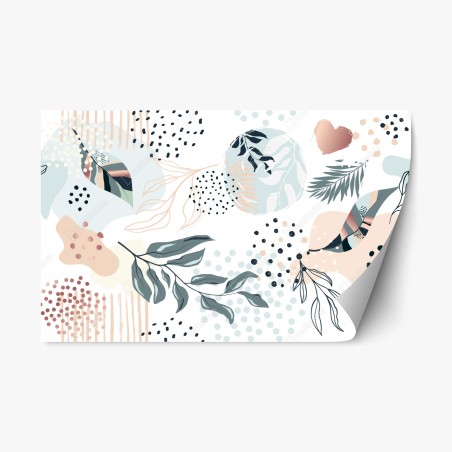 Repositionierbarer Aufkleber pastellfarbenes botanisches abstraktes muster – Pixers®