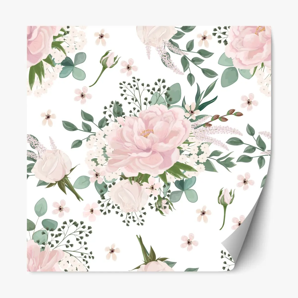 Repositionierbarer Aufkleber zartes rosa pfingstrosenmuster – Pixers®