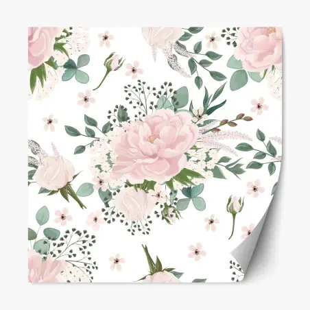 Repositionierbarer Aufkleber zartes rosa pfingstrosenmuster – Pixers®