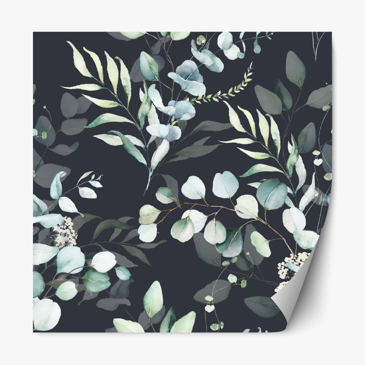 Repositionierbarer Aufkleber eukalyptus aquarell botanisches muster auf dunklem hintergrund – Pixers®