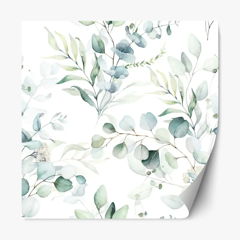Repositionierbarer Aufkleber aquarell eukalyptus blättermuster