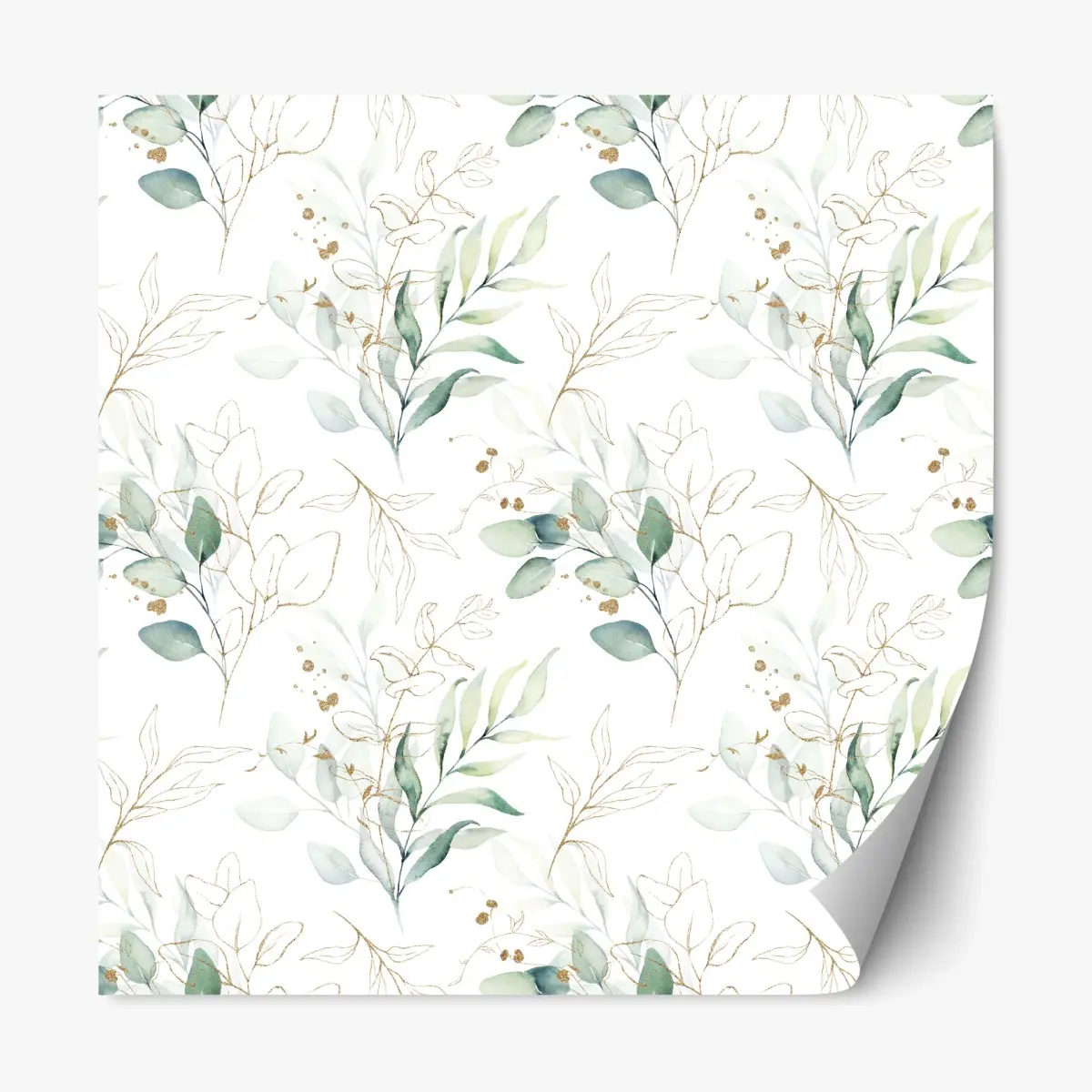 Repositionierbarer Aufkleber sanftes eukalyptus aquarellmuster – Pixers®